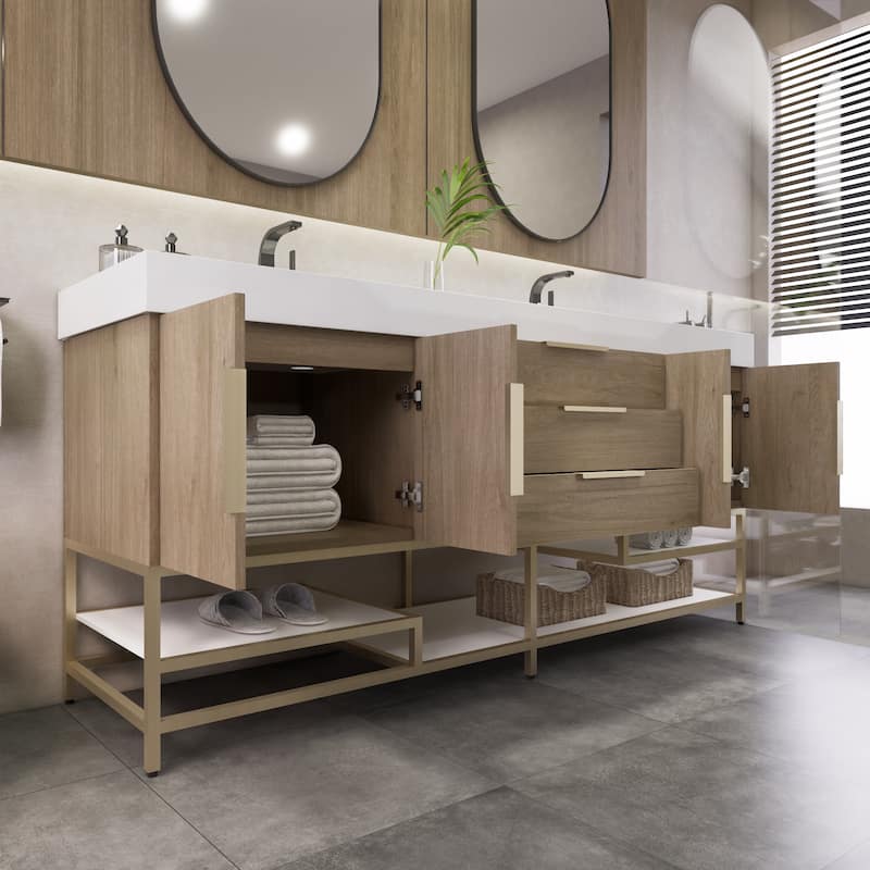 Noble 72" Free Standing Vanity with Reinforced Acrylic Double Sink - 72" Width