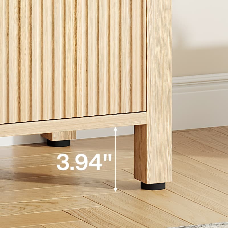 71‘’ Tall Arched 5-Tier Shoe Cabinet with Doors - Natural