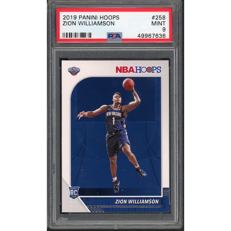 Zion Williamson 2019 Panini Hoops Basketball Rookie Card RC #258 Graded PSA 9 MINT - 8'6" x 11'6"