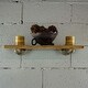 preview thumbnail 3 of 47, Somerville Farmhouse Industrial Wall Shelf 24-Inch Wide - Natural Wood with Brushed Brass and Grey Metals