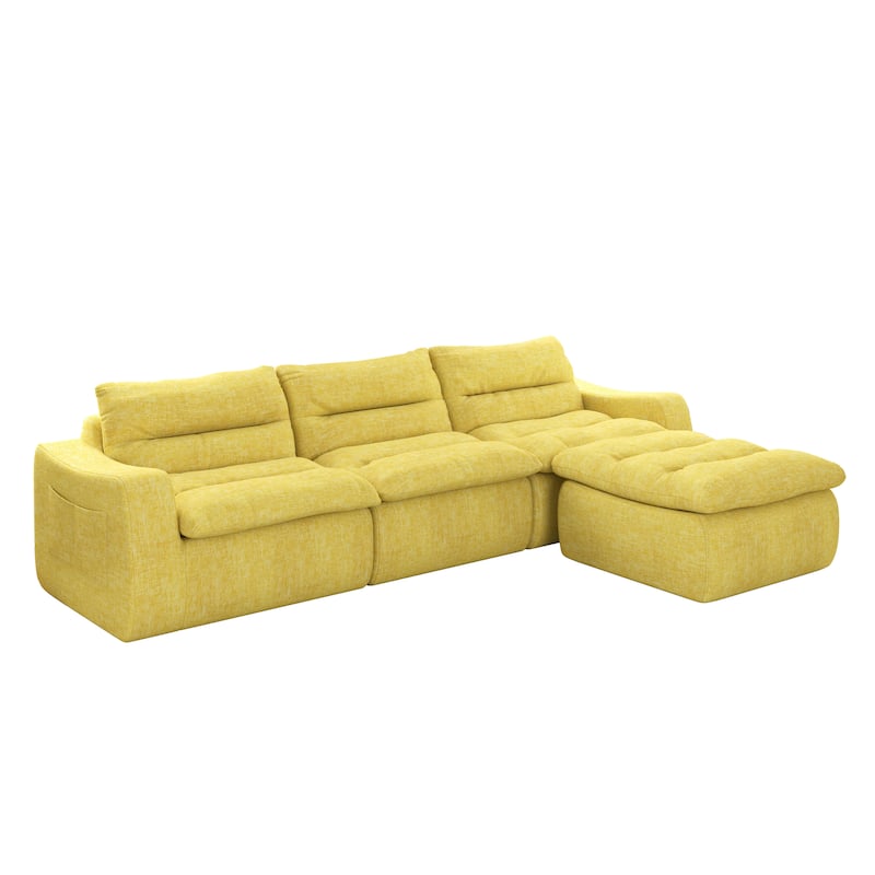 Ultra Comfy Lazy Beanbag Sofa, Modular L-Shape Compact Combined Seat