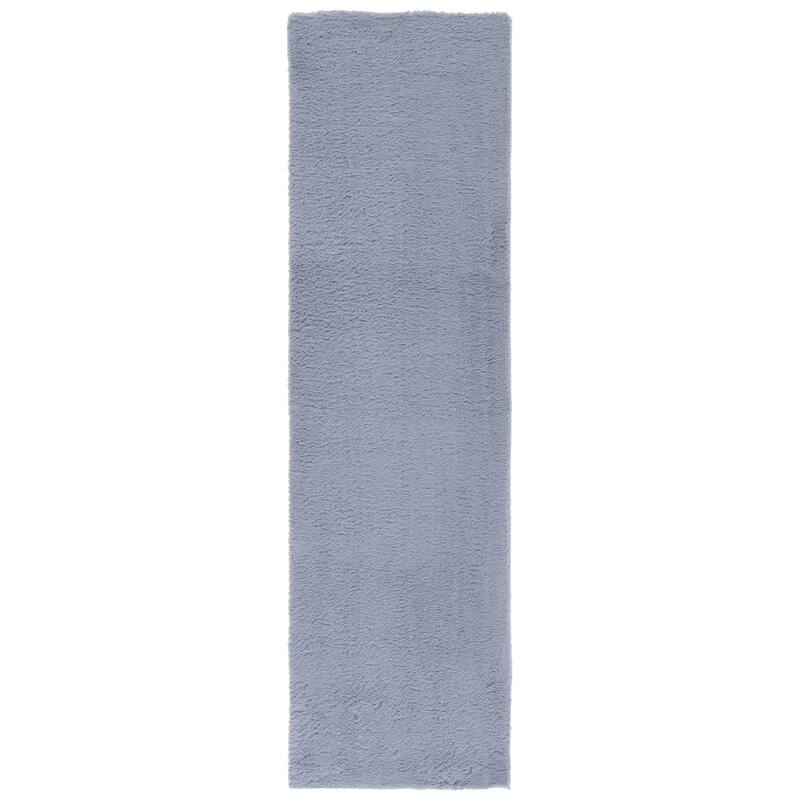 SAFAVIEH Faux Rabbit Fur Catja Machine Washable Slip Resistant - 2' 3" x 8' - Light Grey - Runner