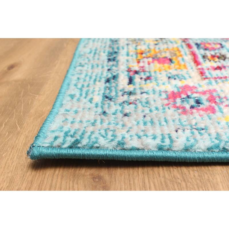 ECARPETGALLERY Machine Made Jasmine Blue Area Rug