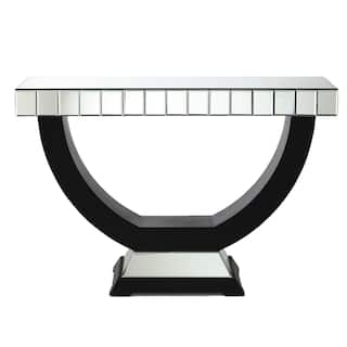 Decor 47 in. Matte Black Rectangle Glass Top Console Table