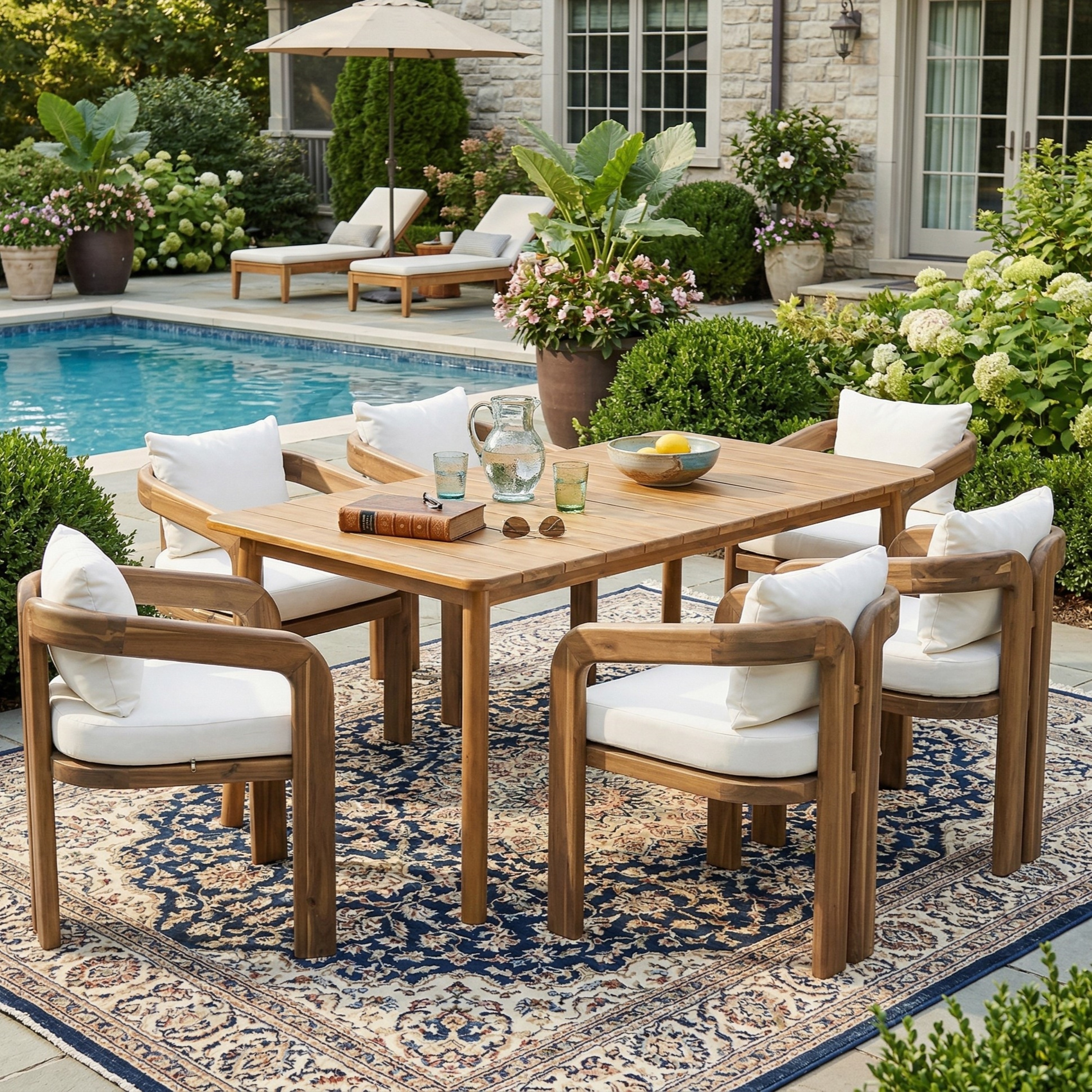 Christopher Knight Home - Boho 7-Piece Rectangular Acacia Wood