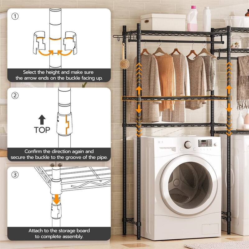 Over The Washer and Dryer Storage Shelf - 65.4"L x 13"W x 77.6"H