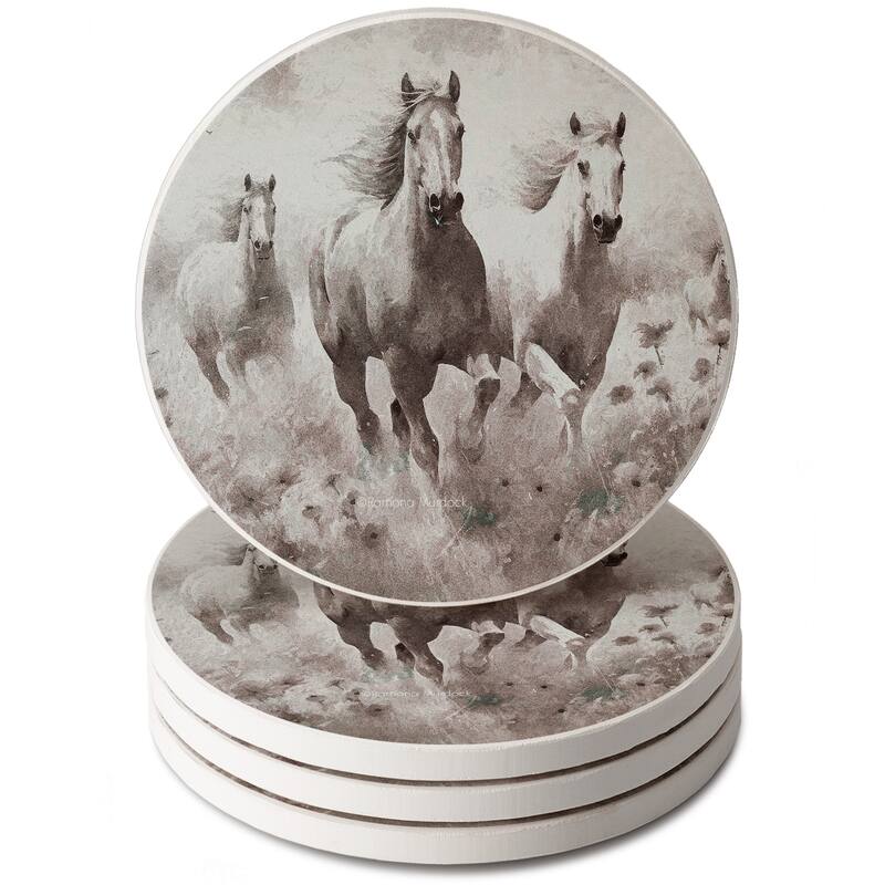 Forever Free 4 Pack Round Absorbent Stone Coasters with Protective Cork Backing Manufactured in The USA - Multi-Color