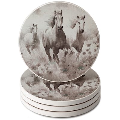 Forever Free 4 Pack Round Absorbent Stone Coasters with Protective Cork Backing Manufactured in The USA