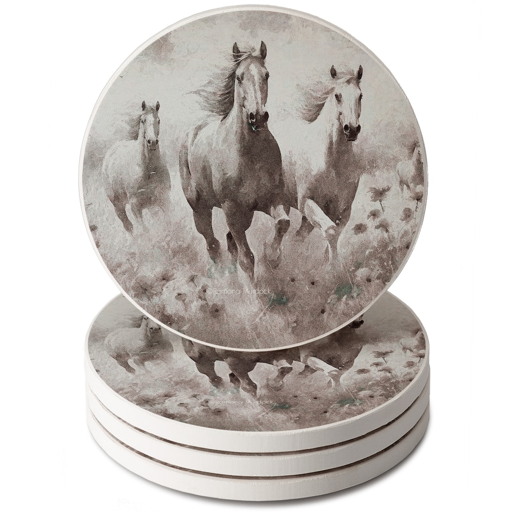 Forever Free 4 Pack Round Absorbent Stone Coasters with Protective Cork Backing Manufactured in The USA