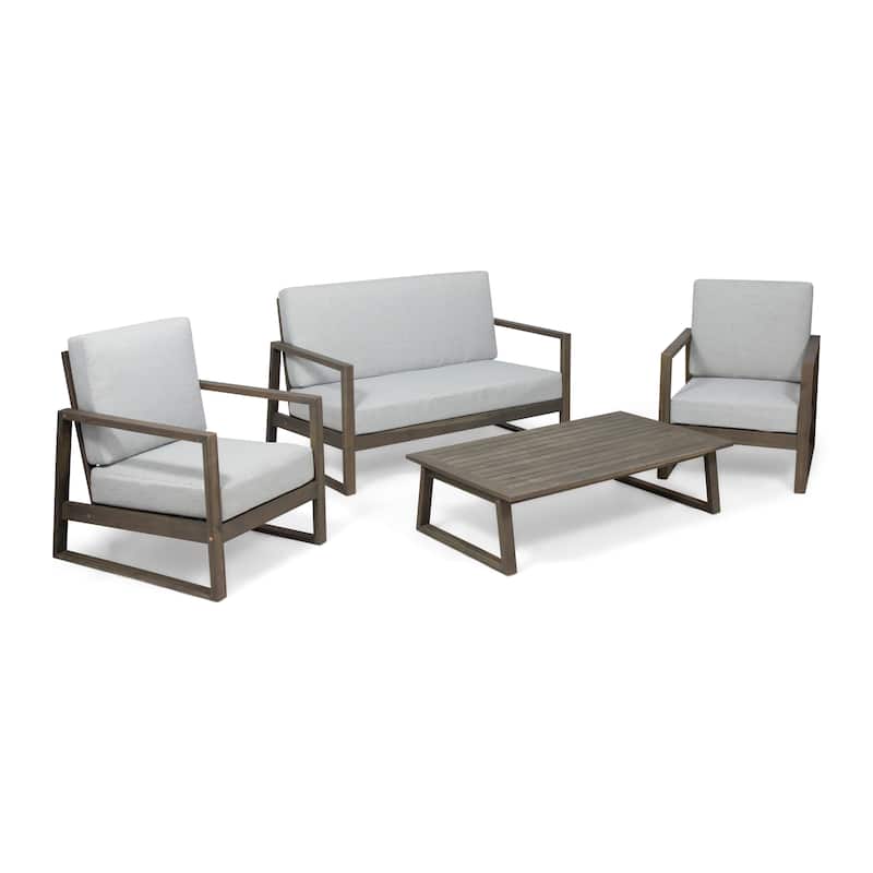 Belgian Outdoor 4-seater Acacia Wood Chat Set by Christopher Knight Home