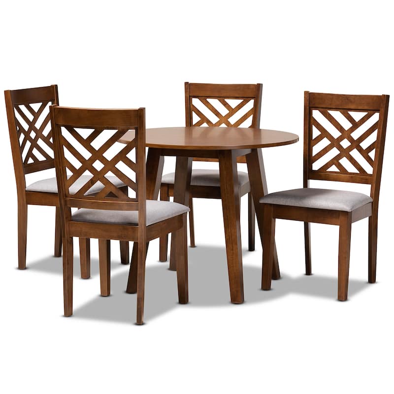 Lilly Modern and Contemporary 5-Piece Dining Set - grey, walnut