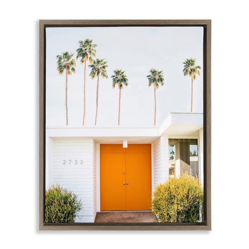 Stupell Palm Springs Orange Door Framed Floater Canvas Wall Art Design by Sisi and Seb - 17 x 21 - Brown