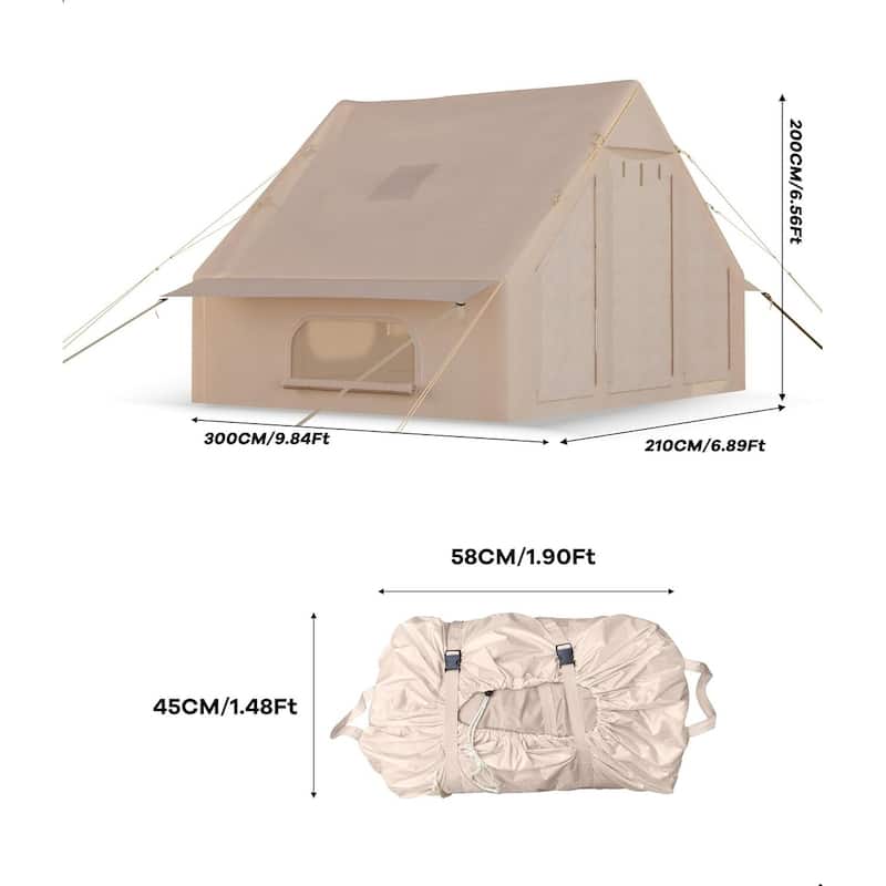 Inflatable 2-4 Person Camping Tent with Air Pump - N/A