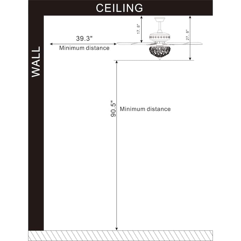 Kannon 52 Inch Ceiling Fan Antique Silver Finish Shabby Chic Style with Remote