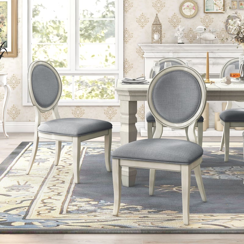Louland Falls Traditional Wood Padded Dining Chairs by The Gray Barn (Set of 2) - Antique White