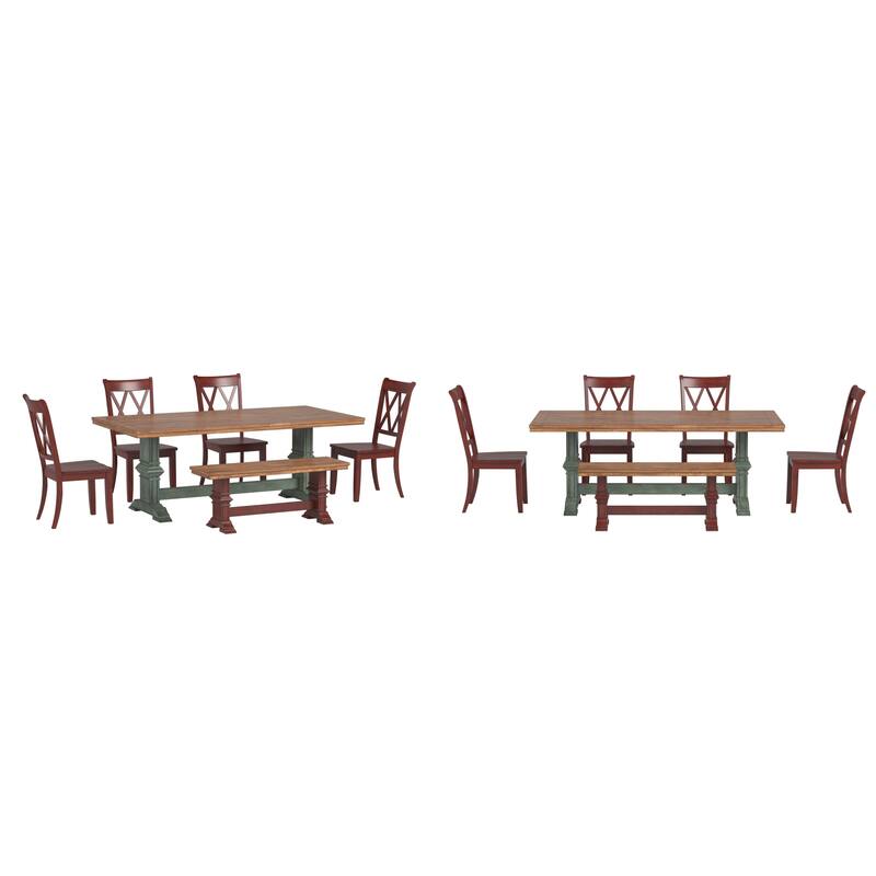 Ronda 78.7" Rectangular Solid Wood Top Dining Set with X-Back Chairs