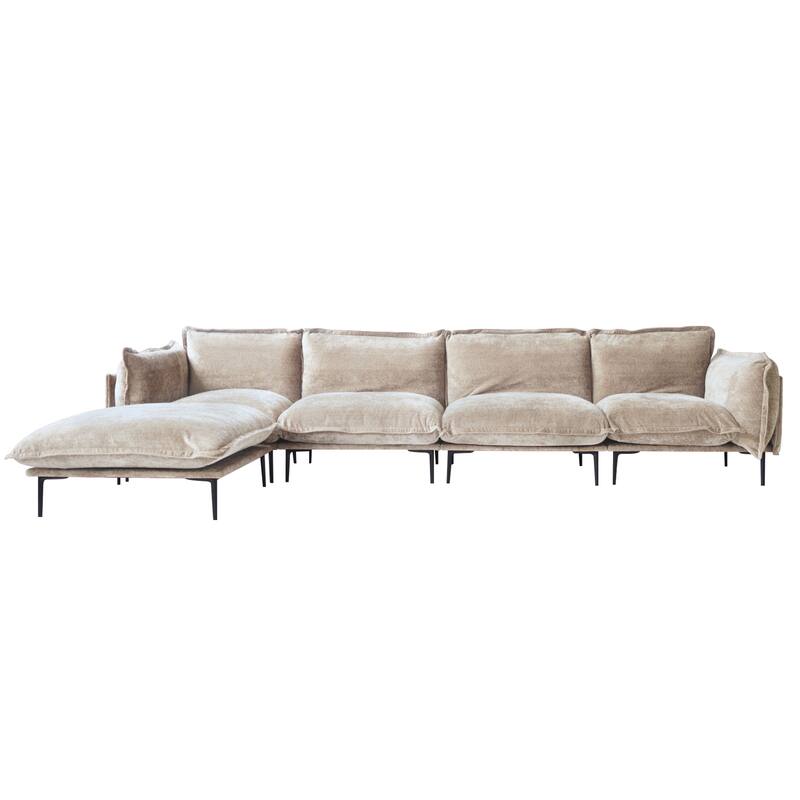 147.24" L-shaped Velvet Sectional Sofa Modern Modular Sofa Deep Seat Upholstered Cloud Couch