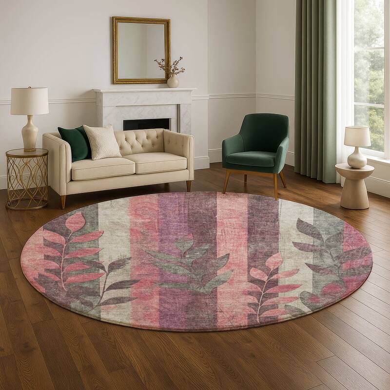 Premium Washable Super Soft Modern Floral Mayfield Rug - Blush - 8' x 8'