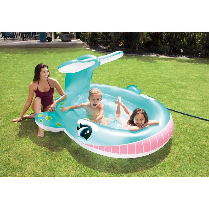 Intex 57440EP 79" x 77" x 36" Inflatable Whale Spray Kiddie Pool for Kids 2+ - 6.5