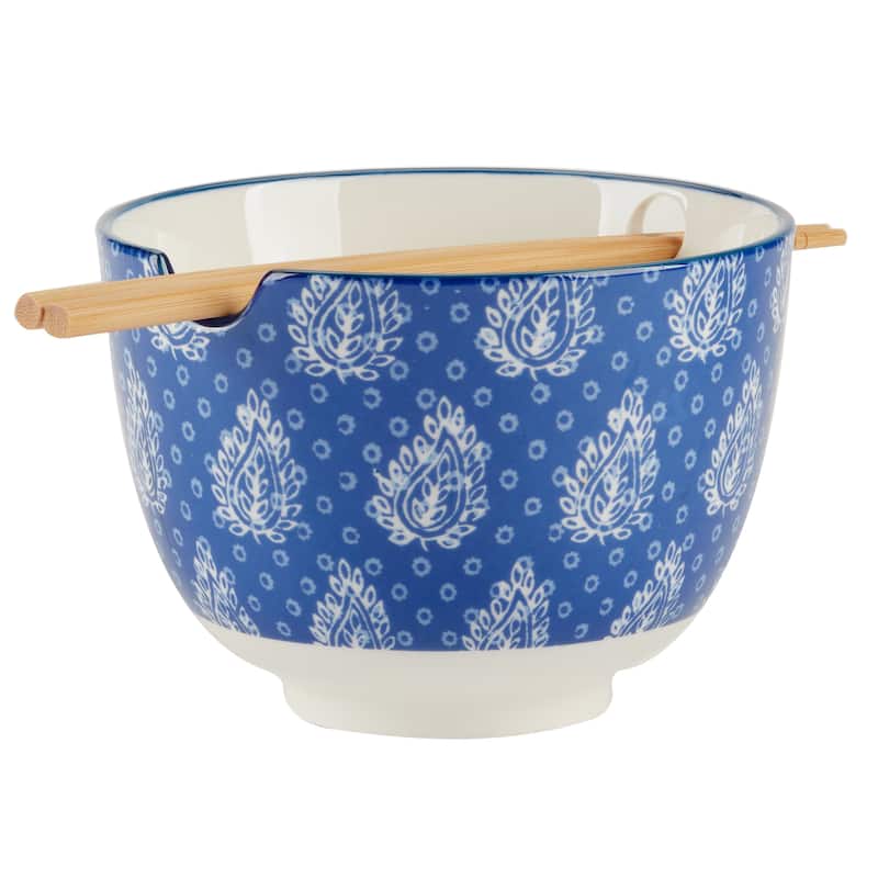 Certified International Carnival Blue Set of 2 Ramen Bowl 2 asst. - 5.75" Diam x 4"