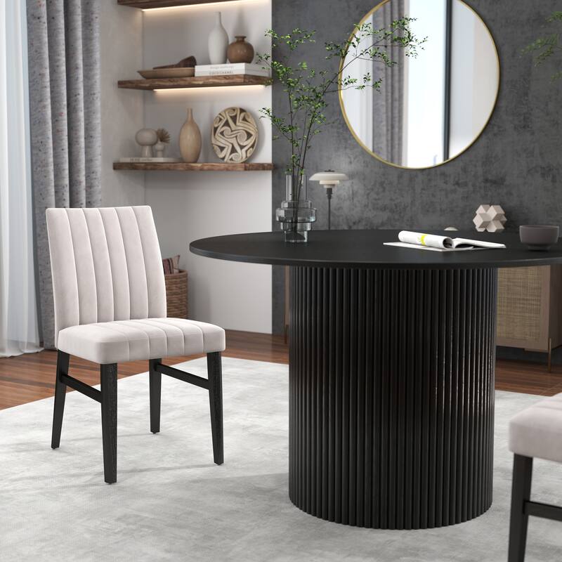 Roundhill Furniture Henriet 5-Piece Round Pedestal Dining Set