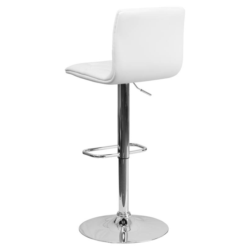 Contemporary Button Tufted Vinyl Adjustable Height Barstool with Chrome Base - 15"W x 18"D x 35.25" - 43.75"H