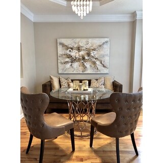 Shop Davlin Round Glass Top Champagne Base Dining Table by ...
