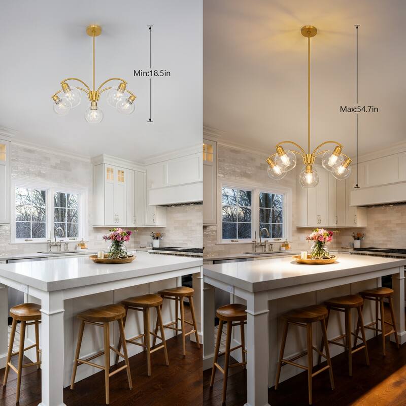 LamQee Sputnik Metal Chandelier with Clear Glass Globe Shades