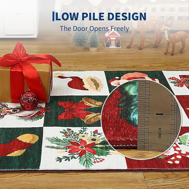 Washable Xmas Style Prints, Christmas Area Rugs Holiday Decor
