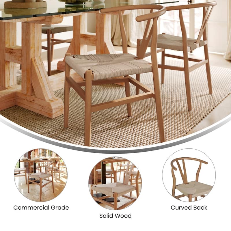 Commercial Y-Back Style Wood and Kraft Paper Stack Dining Chair - 22"D x 21.25"W x 29.75"H