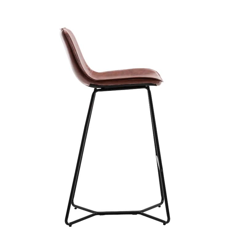 Porthos Home Avri Counter & Bar Stools Set of 2, PU Leather, Cross Sled Legs