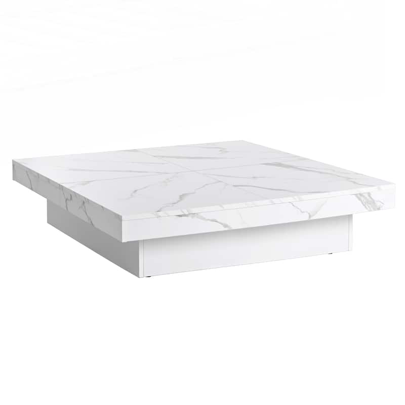 Square Marble Veneer Coffee Table Sliding Top