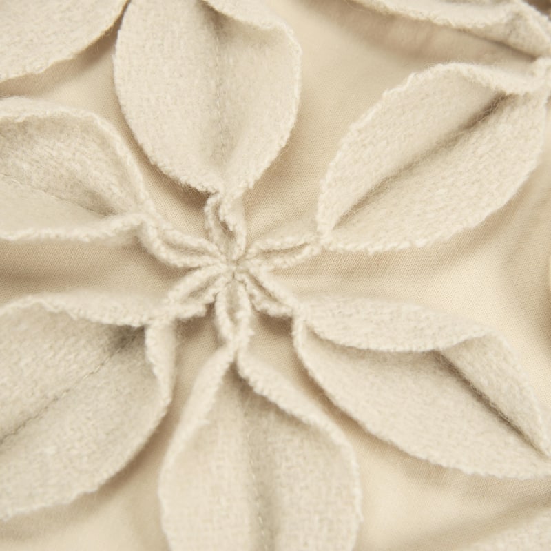 Rizzy Home Wool and Felt Floral Throw Pillow