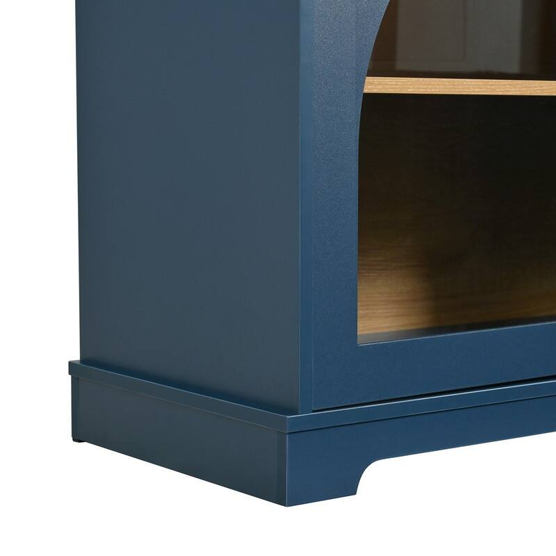 Farmhouse 66.9" TV Stand for TVs Up to 70", Wood Media Console with Adjustable Shelves and Glass Doors