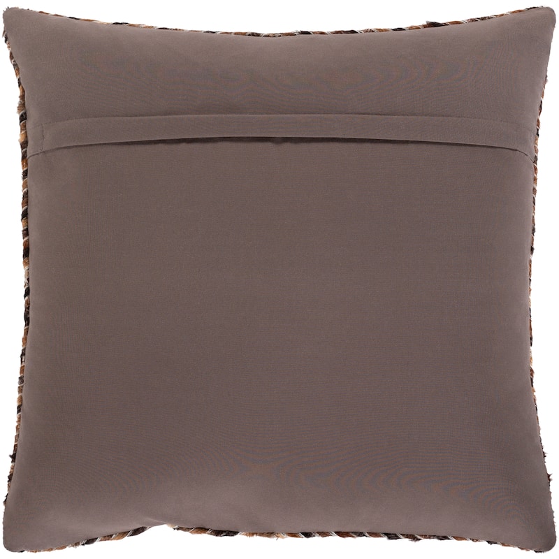 Annika Hair on Hide Leather Striped Throw Pillow
