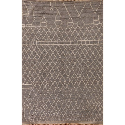 Trellis / Moroccan Area Rug Hand-Knotted Oriental Wool Carpet - 7'9" x 11'0"