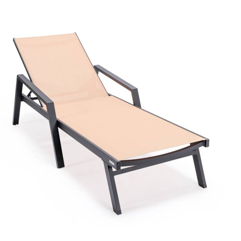 Aluminum Beach Pool Sun Lounge Chair Sling Mesh Fabric With Arms, Stackable Chaise Lounger (Set of 2) for Outdoor Backyard