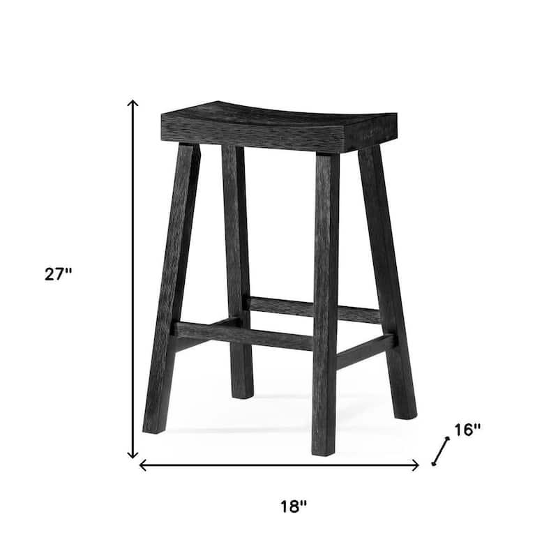 HomeRoots 27" Black Solid Wood Backless Counter Height Bar Chair