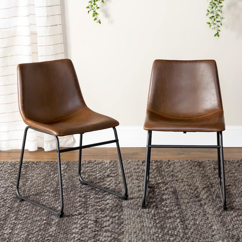 Middlebrook Prusiner Faux Leather Dining Chair, Set of 2 - Brown