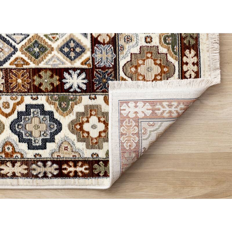 Santiago Collection - Traditional Red Cream Area Rug