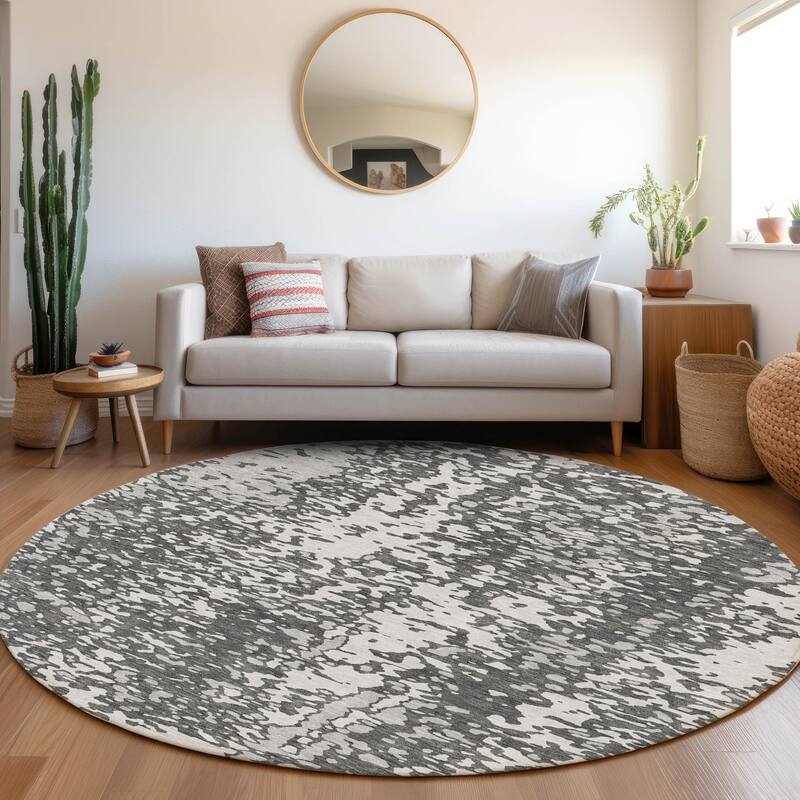 Premium Washable Super Soft Abstract Causal Mayfield Rug - Charcoal - 8' x 8'