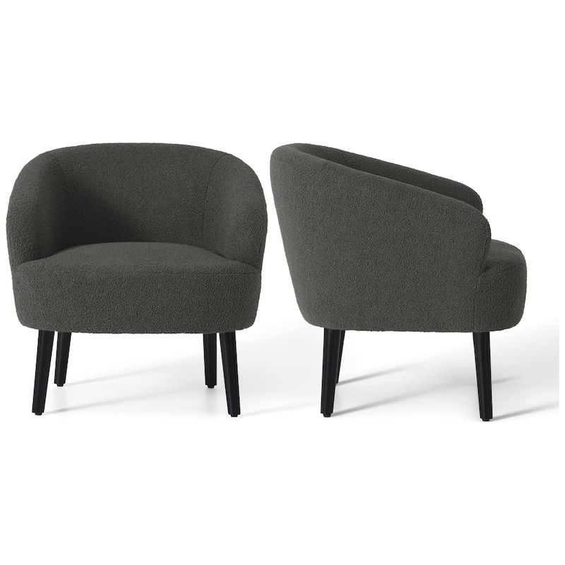 Bayville Sherpa Polyester Upholstered Faux Shearling Barrel Chair - (Set of 2)