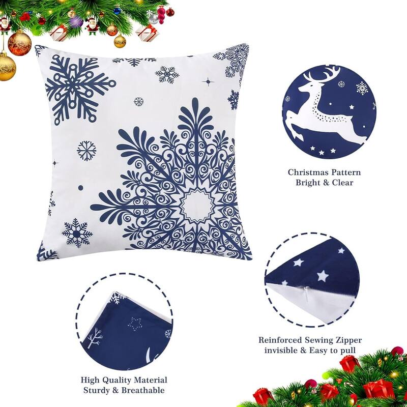 18x18 inch Velvet Xmas Winter Holiday Decorations Pillow Covers, Pillow Case