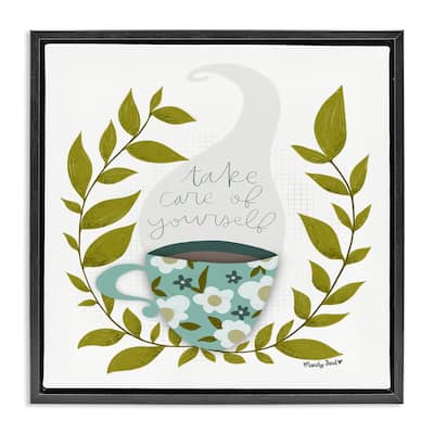 Stupell Take Care with Relaxing Coffee Framed Floater Canvas Wall Art Design By Mandy Ford Art + Illustration