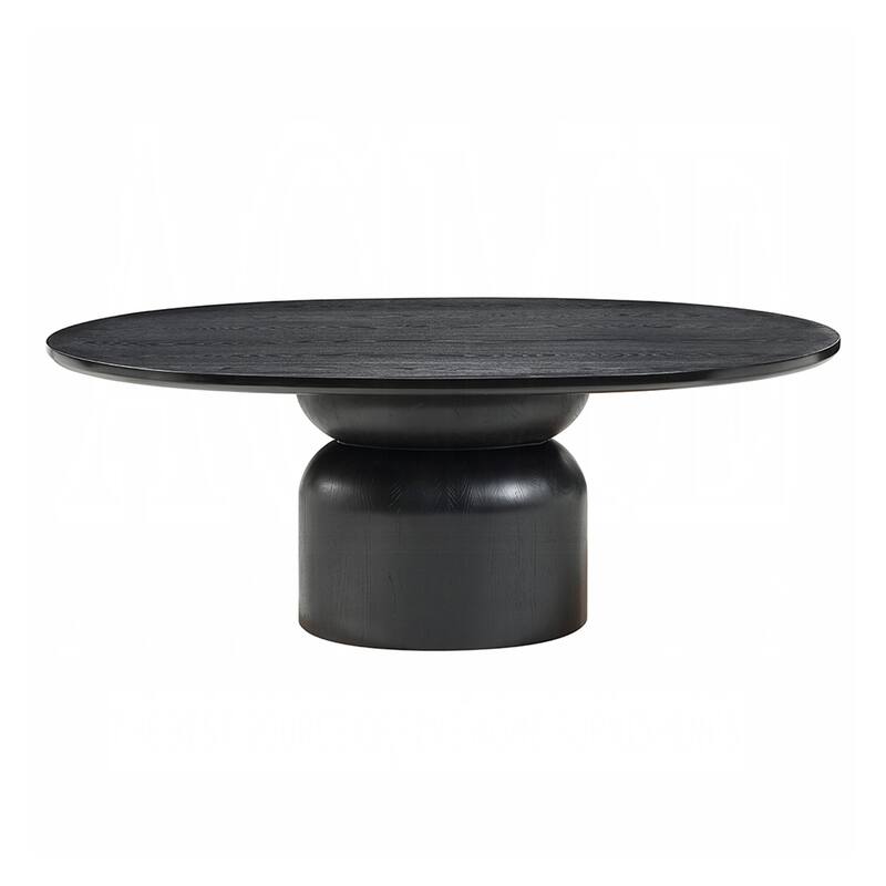 Oval Wooden Dining Table with Pedestal Base in Ash Black - Ash Black