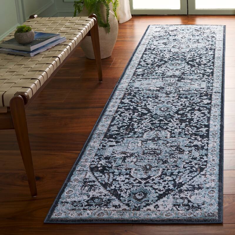 SAFAVIEH Mayflower Rediona Vintage Oriental Medallion Rug - 2'2" x 9' Runner - Blue/Ivory