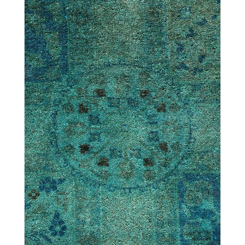 Overton Handknotted Wool Vintage Inspired Contemporary Overdyed Light Blue Area Rug - 14' 4" x 12' 4"