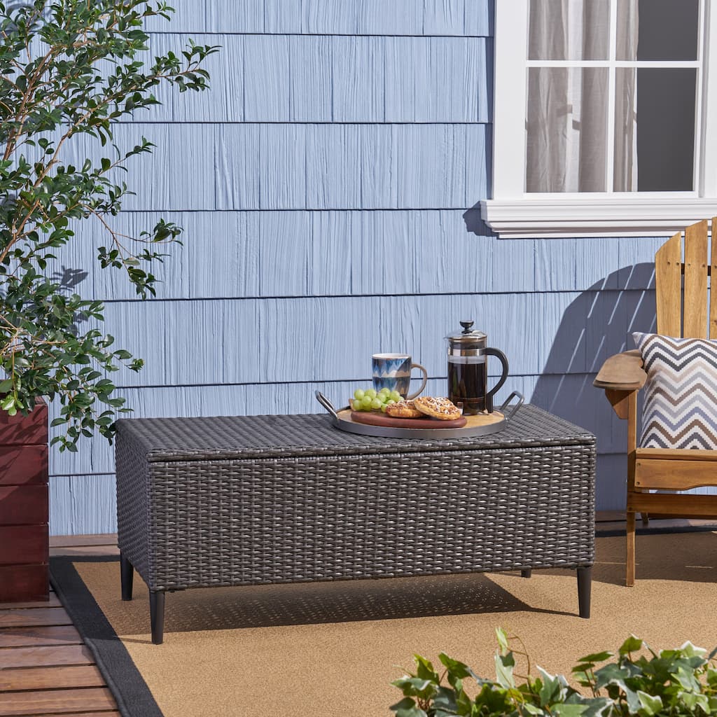 Rattan Storage Bench Leisure Bench, Patio Bench Outdoor Bench