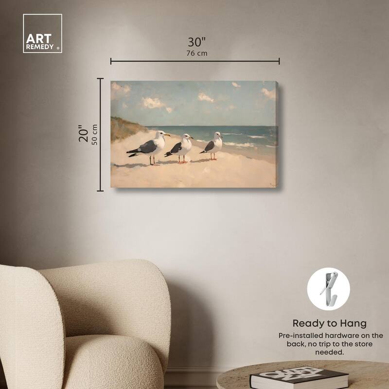 Seagulls at the Beach I Canvas by Art Remedy, Gallery Wrapped