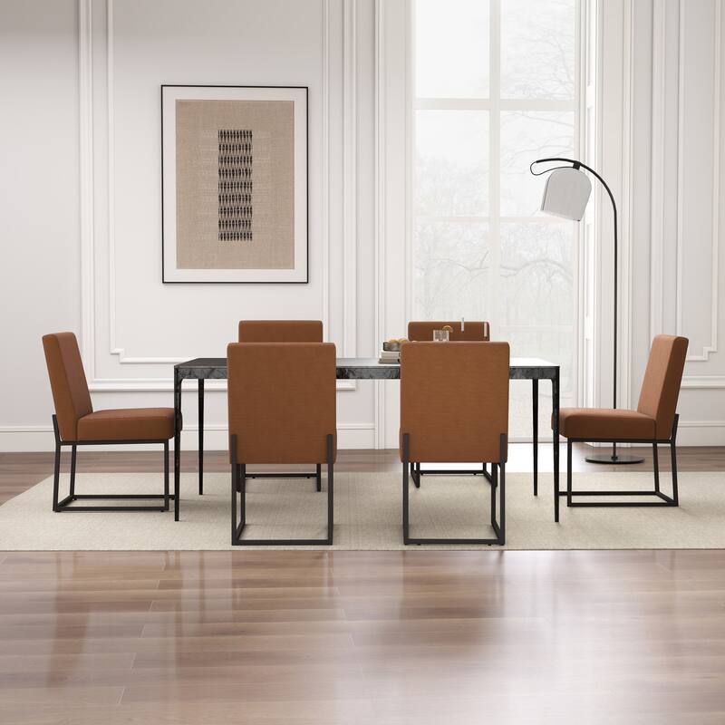 Mid Century Modern Dining Chair with Black Metal Legs